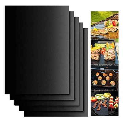 3 X BBQ Grill Mats Reusable Baking Cooking Sheet Non-Stick Teflons Barbecue Pad • $3.79