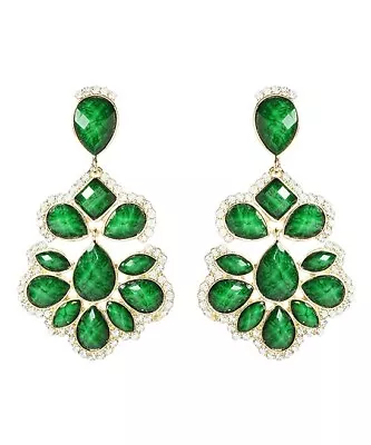 Amrita Singh Gold Plated Nello Ever Green Resin Crystal Statement Earrings Nwt • $11.99