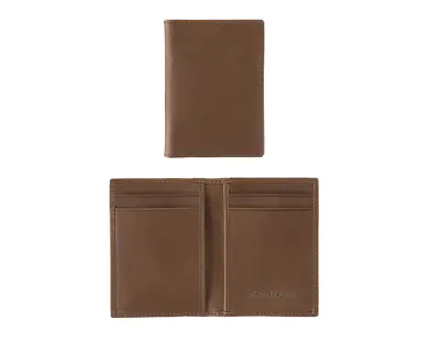 Johnston & Murphy Rhodes Mens Leather Passcase Wallet Card Case Tan Full Grain • $45