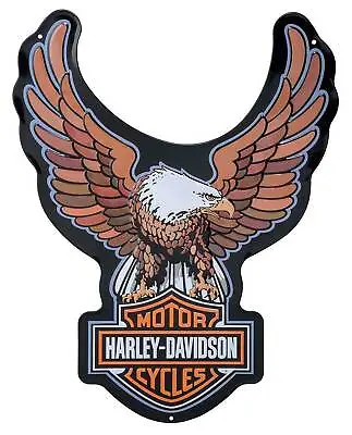 Harley-Davidson Embossed Tin Sign Bar & Shield Eagle Shaped 15.5 X 20 Inches • $32.95