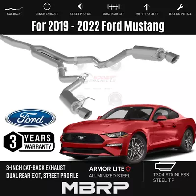 MBRP 3'' Cat-Back AL Dual Exit Exhaust W/ SS Tip For 2019 - 2022 Ford Mustang • $654.99