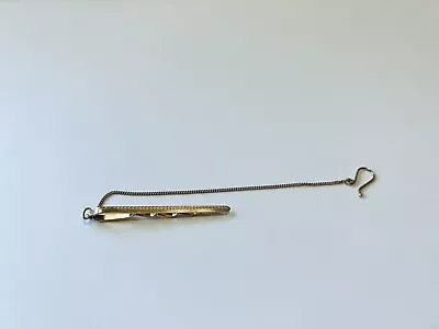 18K 750 Solid Yellow Gold Tie Clip With Safety Chain 3.66 Grams • $290
