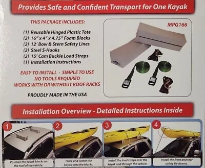$29.74 • Buy Malone Kayak Carrier Roof Top Transport Kit