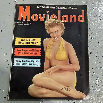 1952 Movieland Magazine Marilyn Monroe Cover Yellow Bikini October • $175