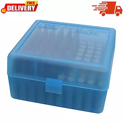 MTM 100 Round Flip-Top Rifle Ammo Box 22-25 308 W 243  Clear Blue • $9.72