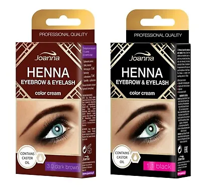 Joanna Henna Tint Black Brown Cream Eyebrow Eyelash Full Dye Lash Kit SET 15ml • £4.49