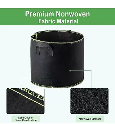 £9.99 • Buy Non-Woven 7 Gallon Plant Grow Bags, Black/Green - 5 Pack. Brilliant Quality