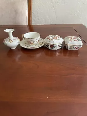 $180 • Buy Vintage Zsolnay Hungary Porcelain Hand-Painted Butterfly Lidded Mini Lot