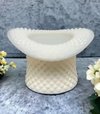 White Milk Glass Top Hat Diamond Quilt Pattern Toothpick / Cigarette Holder Vtg. • $16.99