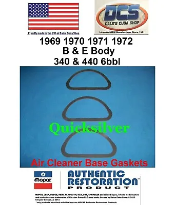 1969 72 Dodge Plymouth 340 440 Six Pack Air Cleaner Base Gaskets MoPar New USA • $8.88
