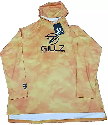 Gillz Contender Series UV Hoodie Mens XL Sun Orange UPF 50+ Camo Fishing Shirt • $19.98