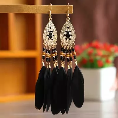 Fashion Women Jewelry Boho Tassel Earrings Beads Feather Droplets Style Hook • $5.99