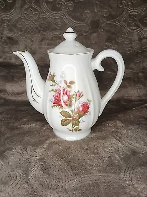 Vintage Moss Rose Ceramic Coffee Or Tea Server With Creamer Japan Gold Trim • $20