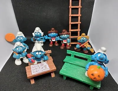 Smurf Lot Of 8 Vintage Smurfs Figures Super Schleich Peyo Toy  (Lot #210) • $32