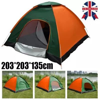 3-4 Man Automatic Instant Double Layer Pop Up Camping Tent Waterproof Outdoor UK • £23.90