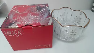 Christmas Tree Gold Bowl By Mikasa Crystal - In The Original Box WY345-259 NOS • $15.99