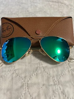 Ray-Ban Aviator Sunglasses RB3026 62-14mm Gold Frame/Green Flash Glass • $5.50