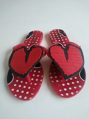 £55 • Buy  Vivienne Westwood Melissa Beaded Heart Red Jelly Flip Flops/Sandals Size 4