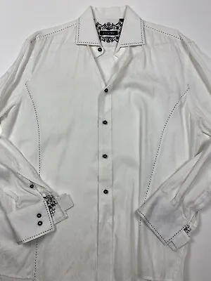 #911  ZAGIRI White Pic Stitch Long Sleeve Shirt Size L • $12.99
