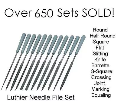 $9.99 • Buy GeetarGizmos LUTHIER NEEDLE FILE SET (12) Guitar Nut Slot Fret Dressing Tool