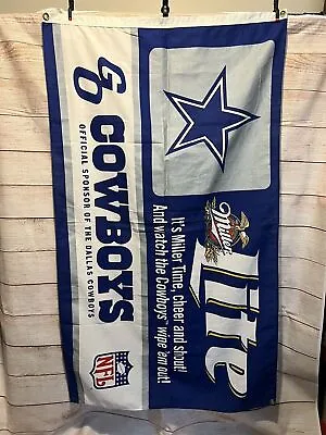 Vintage NFL Dallas Cowboys Man Cave Flag Banner Miller Lite Promo 34”x58” • $70