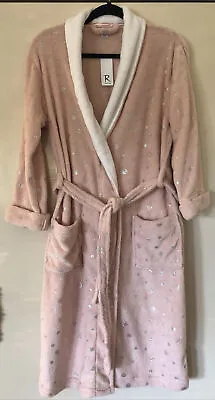 $14.50 • Buy Rockmans Size S/M Long Slv Pale Pink Foil  Spot Dressing Gown/robe NWTGS