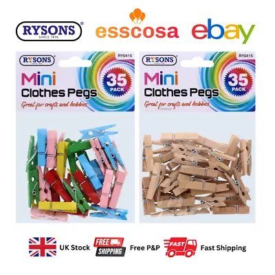 Rysons Mini Clothes Pegs 35 Pack Arts & Crafts Wooden Quality Kids RY0415 • £3.49