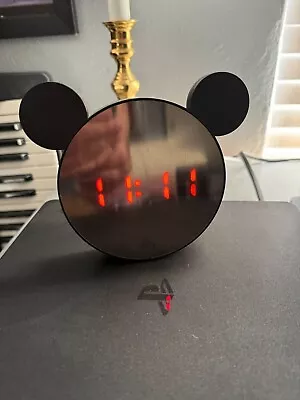 NEW Led Mini Mouse Mirror Clock BATTERY Or USB Black Mirror Finish BLUE Digital • $13.99