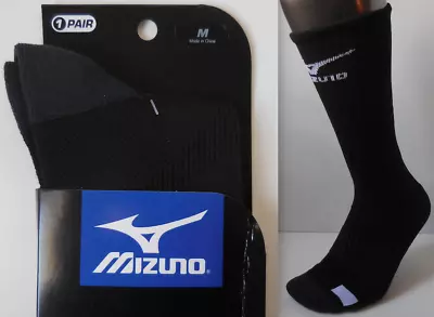 MIZUNO Men Volleyball Performance Plus Knee Hi Socks Black/White Size M One Pair • $13.45