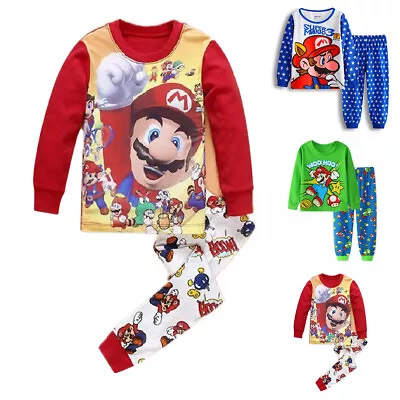 £10.79 • Buy Super Mario Boys Kids Long Sleeve Pyjamas Set Pjs Sleepwear Nightwear Outfits