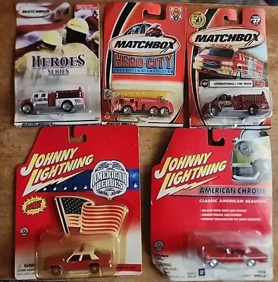 Matchbox Heros & Hero City Lot Of 6 Fire Engines Fire Chief Car  58red Impala • $10