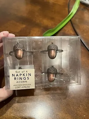 $20 • Buy Harvest Acorn Brass Napkin Rings (Set Of 4)