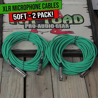 FAT TOAD XLR Microphone Cables 50Ft 2 PACK - DJ Pro Audio Studio Mic Cord Wire • $30