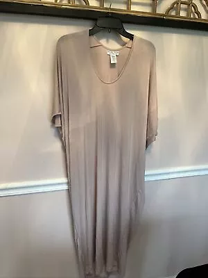 Barefoot Dreams Luxe Milk Jersey Dress Caftan Nude Tan Beige One Size Nightgown • $29.99