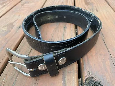 Harley-Davidson Mens Black Leather Belt Hidden Zipper Pocket SpellOut - Size 32 • $39.95