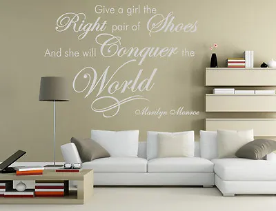 Hand Carving Marilyn Monroe GIVE A GIRL A PAIR OF SHOES Wall Sticker UK RUI112 • £10.27