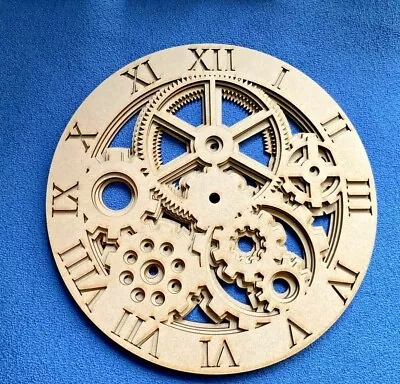 Wooden MDF 4D Cog With Roman Numerals  Clock Face Blank 25cm And 29cm • £15.99