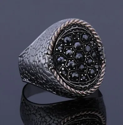 Mens Black Diamond Ring Solid Infinity Gift For Him Gothic Anniversaery Jewelry • $436