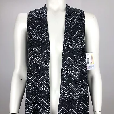 £14.59 • Buy Lularoe NEW Joy Size XS NWT  Long Vest Side Slit Cover Up Cardigan Aztec Black