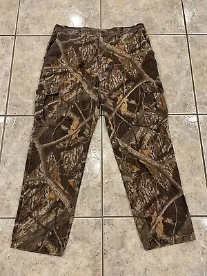 VTG Men's Large Mossy Oak Forest Floor Camo Flannel Hunting Cargo Pants 36X32 • $19.99