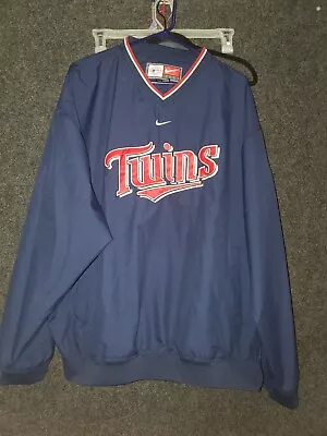 Nike Team Minnesota Twins Pullover Windbreaker Jacket Mens XL Pockets Side Zip • $34.99