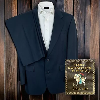 Hart Schaffner Marx 2 Piece Suit Mens 42R 34x32 Dark Green Turquoise Vintage • $99