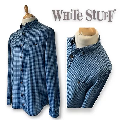 WHiTE StUFF Men's 100% Cotton Long Sleeve Classic Fit Casual Shirt Size M • £6.50