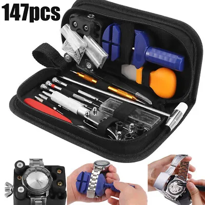 147Pcs Watch Repair Back Case Pin Link Spring Strap Remover Opener Tool Kit Set • £9.69