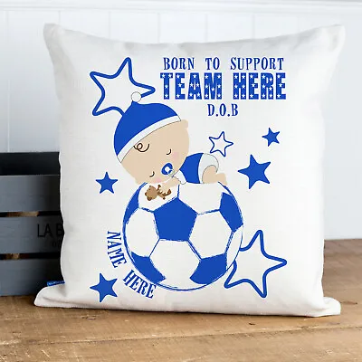 Christening Football Cushion Cover New Baby Gift Fan PERSONALISED BTS06 • £12.95