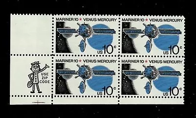 Us 1975 Sc#1557 Mariner 10 Venus & Mercury  Postage Stamp Use Zip Code Bl. Of 4 • $1.80