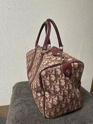 Dior Vintage Mini Boston Bag Trotter Canvas Leather Ladies Handbag Used • $345.99