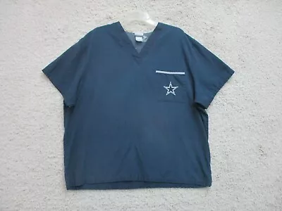 Dallas Cowboys Top Scrubs Shirt Extra Large Navy Blue Pocket Football NFL Mens • $15.81