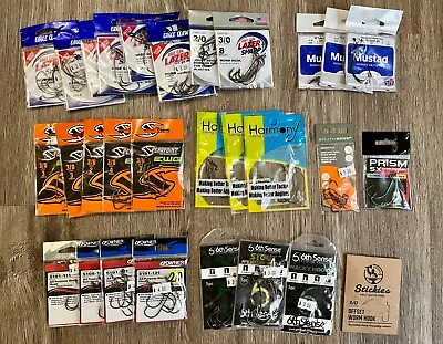 Lot Of 29 Fishing Hook Packs: Eagle Claw Mustad Spearpoint Harmony And More • $10.49