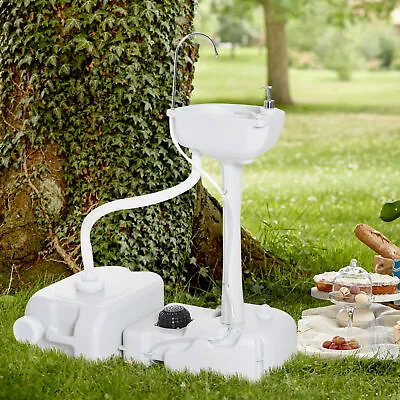 24L Portable Hand Wash Basin Camping Travel Water Tank Stand Foot For Outdoor • £82.99